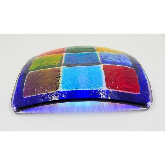Art Glass Fused Square Trinket Candy Dish Ashtray Multicolored - Picture 5 of 6